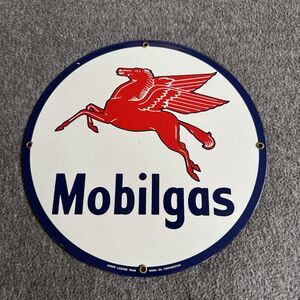 VINTAGE PEGASUS MOBILGAS PORCELAIN Gas Motor Oil Advertising SIGN Ande Rooney